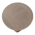 Mesa auxiliar tejida con superficie de piedra para espacios pequeños - mesa auxiliar natural única para la decoración del dormitorio o el estilo de la sala de estar - 20, beige y marfil