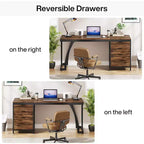 Scrivania industriale da 150 cm con 3 cassetti reversibili e archivio