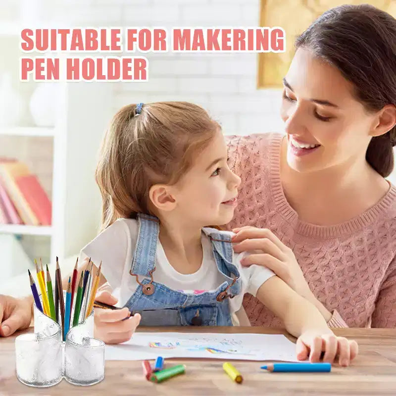 Soft Elastic Silicone 3-in-1 Three-Slot Mold with Integrated Smooth Mold Surface, Suitable for DIY Floral Embedded Pen Holder Storage Box Rack
