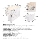 Carrello da Cucina su Ruote con Piano in Legno Massello, Carrello da Cucina da 45,3 con Armadietto Contenitore, Ribalta, Cassetto e Portaspezie, Bianco