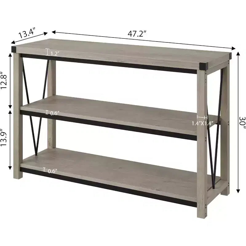 Farmhouse Entryway Table,47 in Narrow Long Console Table with Storage, 3 Tier Wood Console Table for Living Room,Sofa Tables Behind Couch