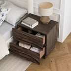 Comodino moderno in legno con 2 cassetti curvi