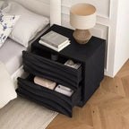 Comodino moderno in legno con 2 cassetti curvi