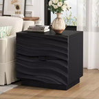 Comodino moderno in legno con 2 cassetti curvi