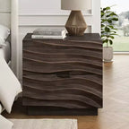 Comodino moderno in legno con 2 cassetti curvi