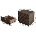 Comodino moderno in legno con 2 cassetti curvi