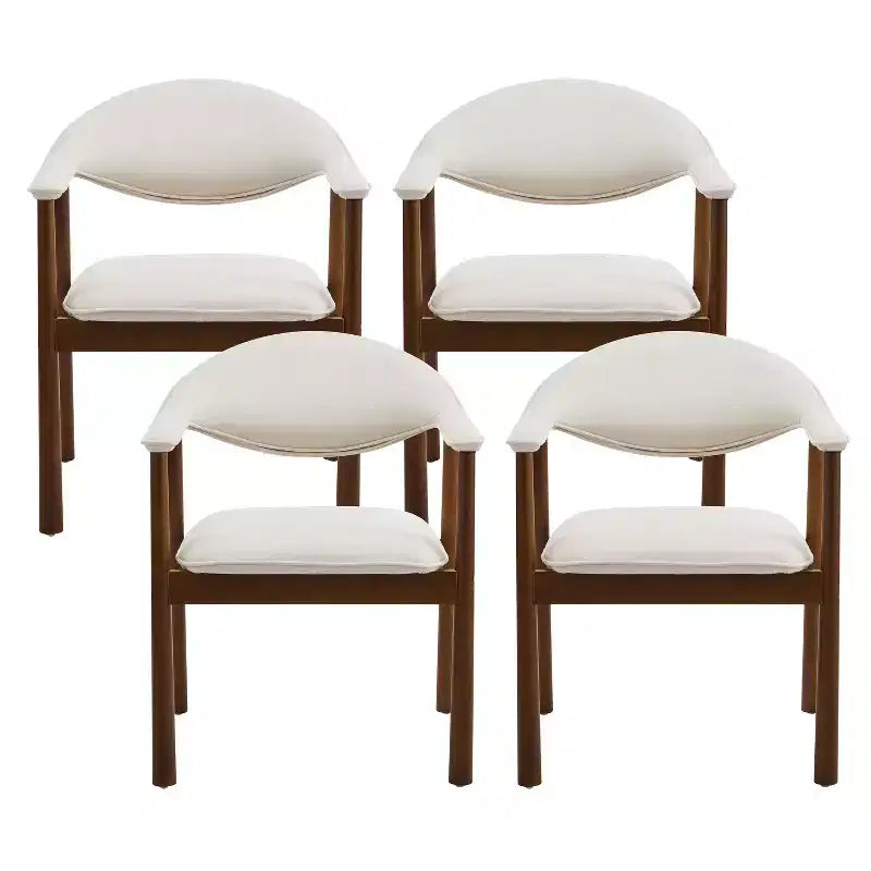 Modern Rubber Wood Upholstered Dining Arm Chairs with Curved Back – Set of 4