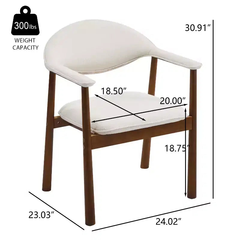 Modern Rubber Wood Upholstered Dining Arm Chairs with Curved Back – Set of 4