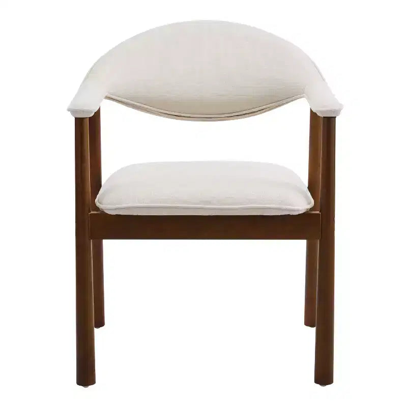 Modern Rubber Wood Upholstered Dining Arm Chairs with Curved Back – Set of 4
