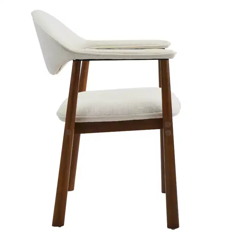 Modern Rubber Wood Upholstered Dining Arm Chairs with Curved Back – Set of 4