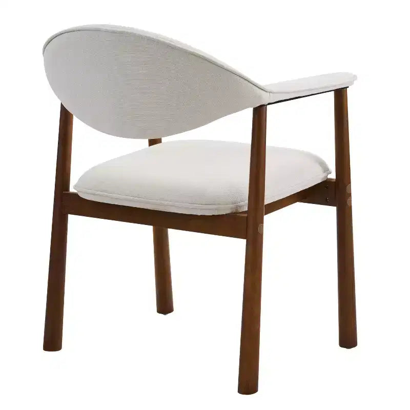 Modern Rubber Wood Upholstered Dining Arm Chairs with Curved Back – Set of 4