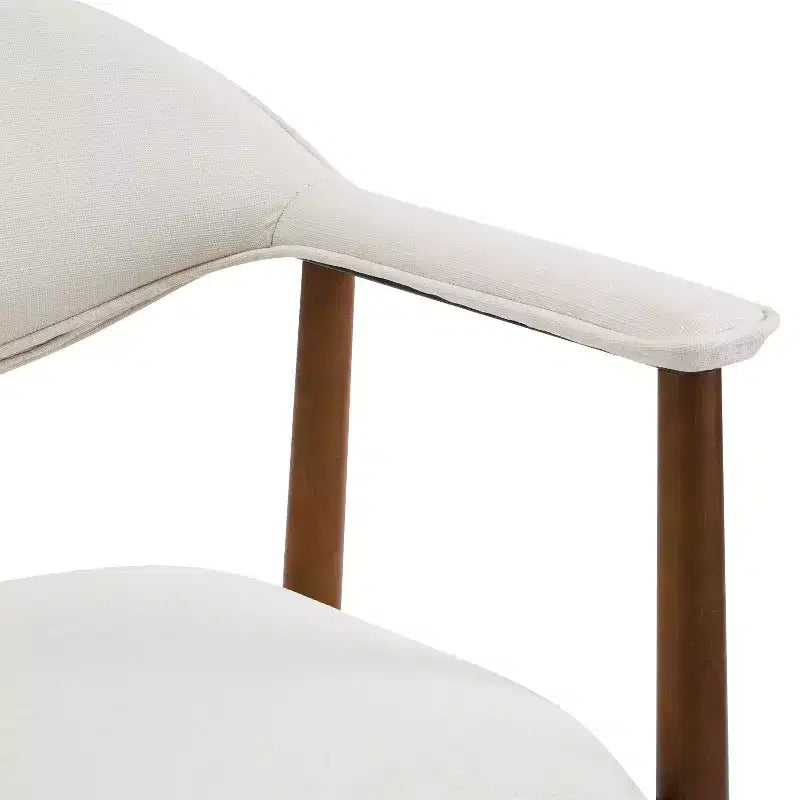Modern Rubber Wood Upholstered Dining Arm Chairs with Curved Back – Set of 4