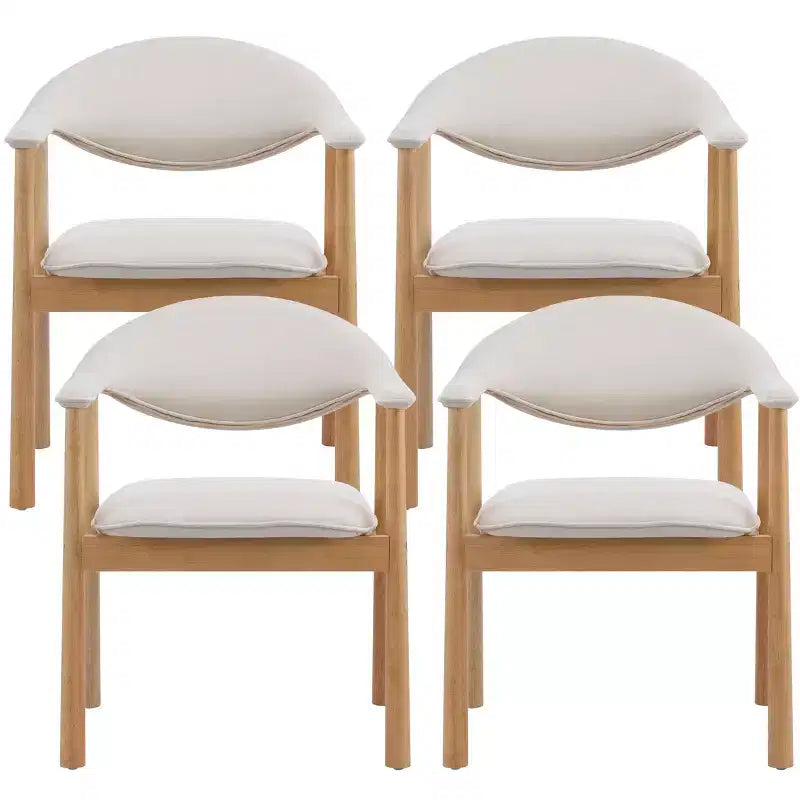Modern Rubber Wood Upholstered Dining Arm Chairs with Curved Back – Set of 4