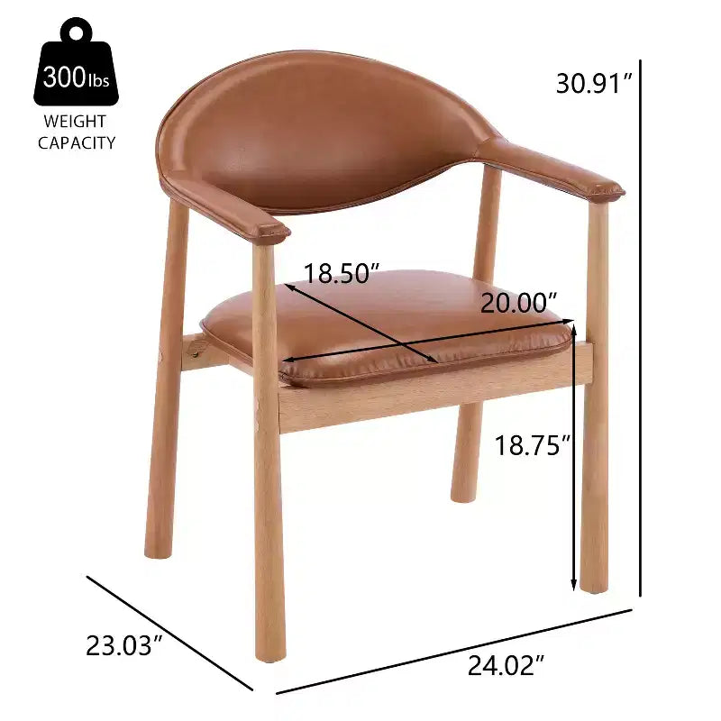 Modern Rubber Wood Upholstered Dining Arm Chairs with Curved Back – Set of 4