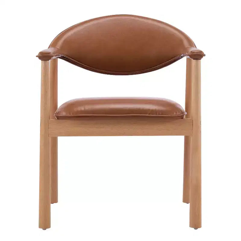 Modern Rubber Wood Upholstered Dining Arm Chairs with Curved Back – Set of 4