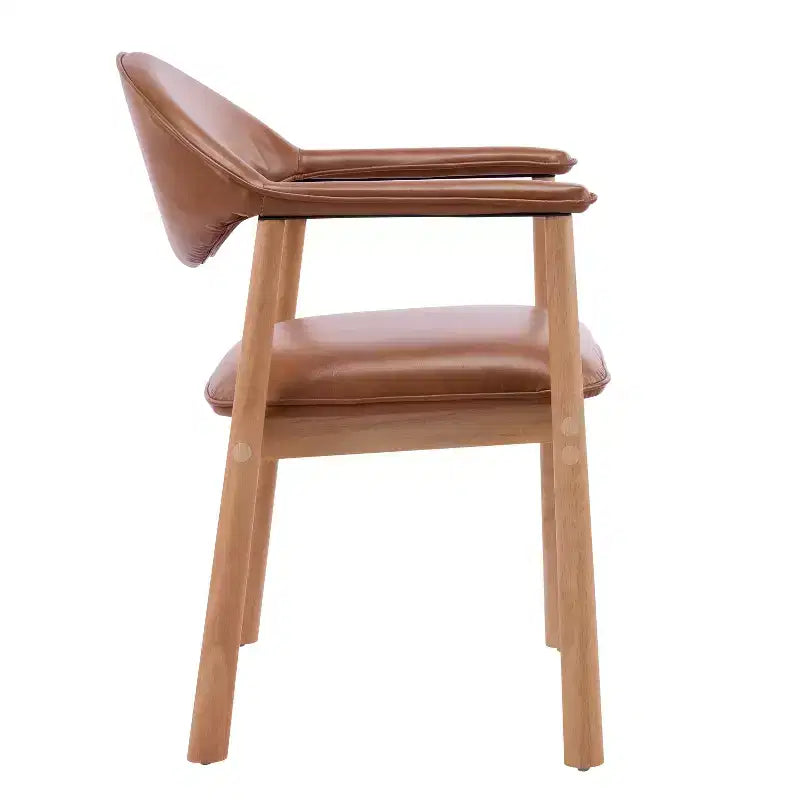 Modern Rubber Wood Upholstered Dining Arm Chairs with Curved Back – Set of 4