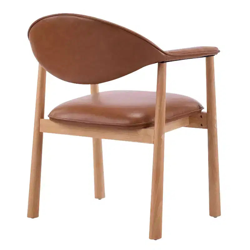 Modern Rubber Wood Upholstered Dining Arm Chairs with Curved Back – Set of 4