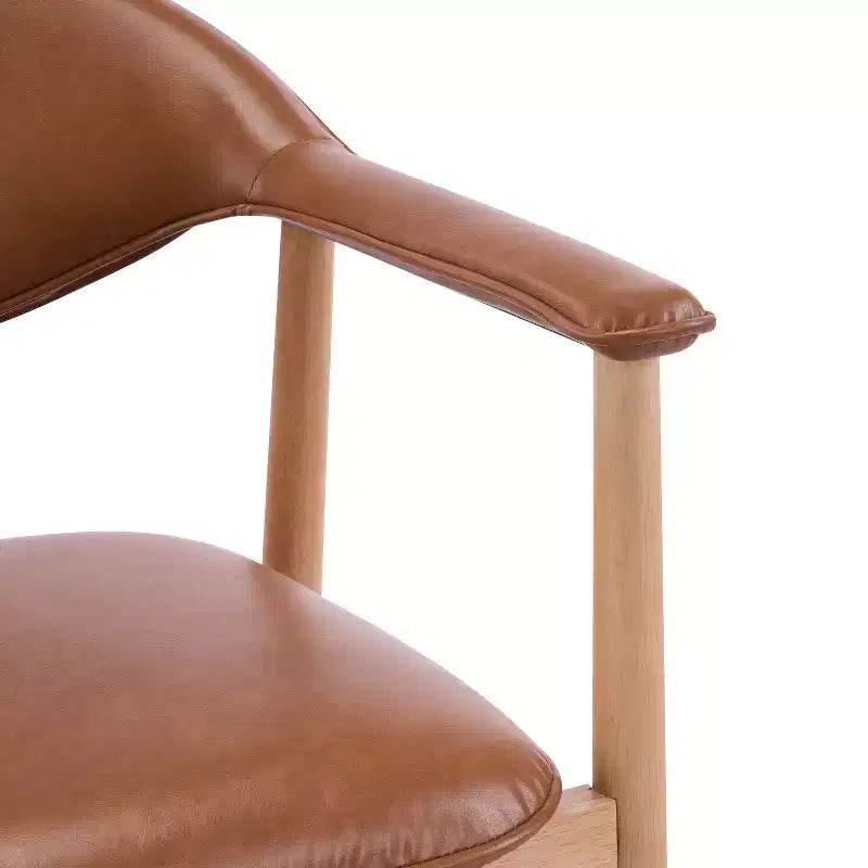 Modern Rubber Wood Upholstered Dining Arm Chairs with Curved Back – Set of 4