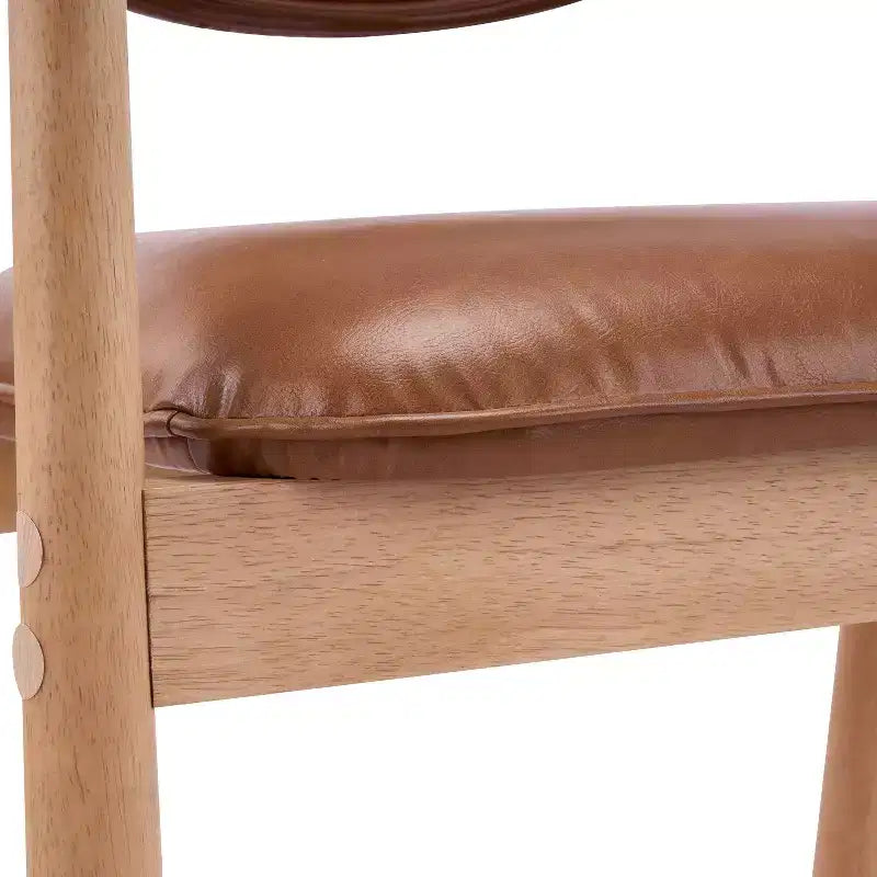 Modern Rubber Wood Upholstered Dining Arm Chairs with Curved Back – Set of 4