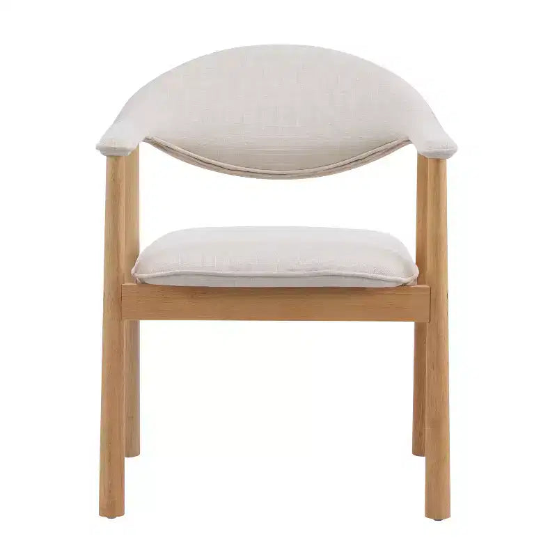 Modern Rubber Wood Upholstered Dining Arm Chairs with Curved Back – Set of 4