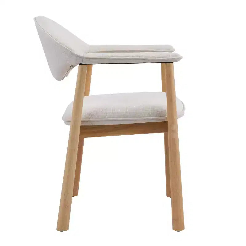 Modern Rubber Wood Upholstered Dining Arm Chairs with Curved Back – Set of 4