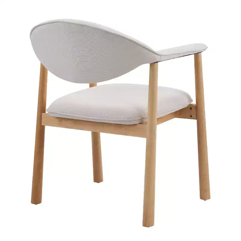 Modern Rubber Wood Upholstered Dining Arm Chairs with Curved Back – Set of 4