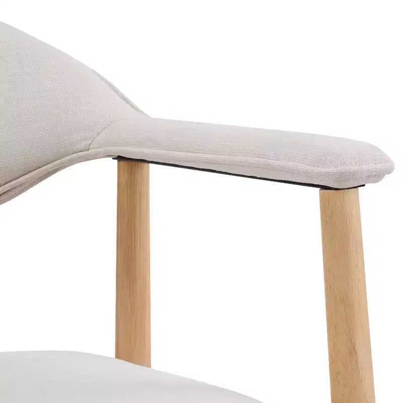 Modern Rubber Wood Upholstered Dining Arm Chairs with Curved Back – Set of 4