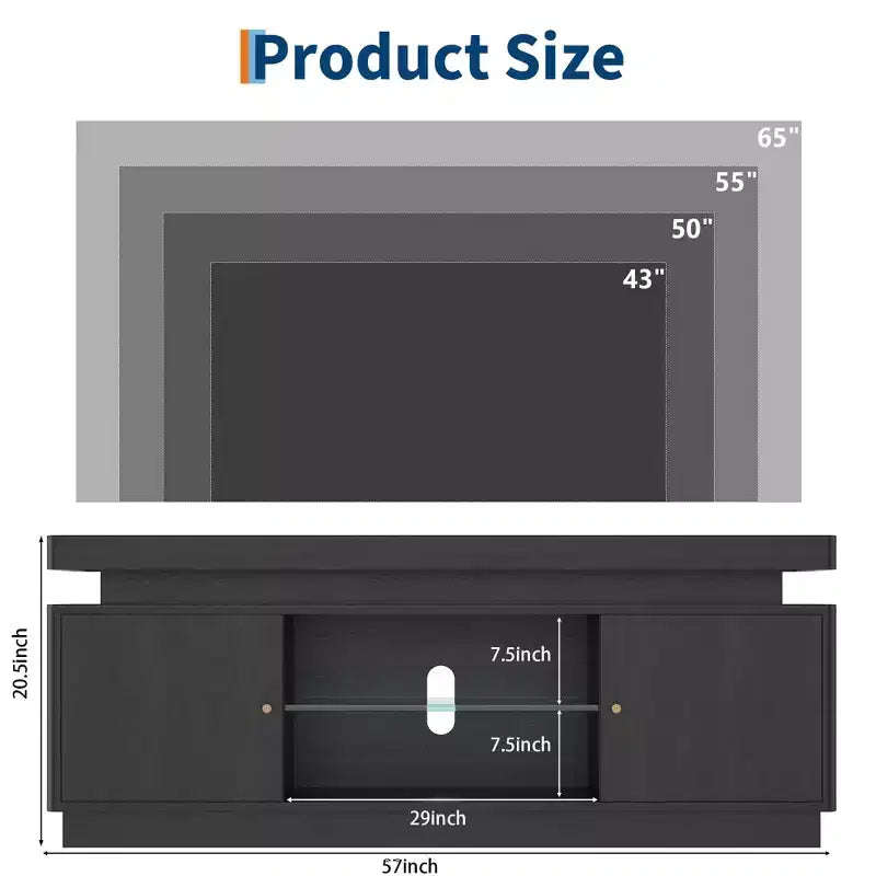 TV Stand with 2 Doors – Walnut Media Console for Living Room