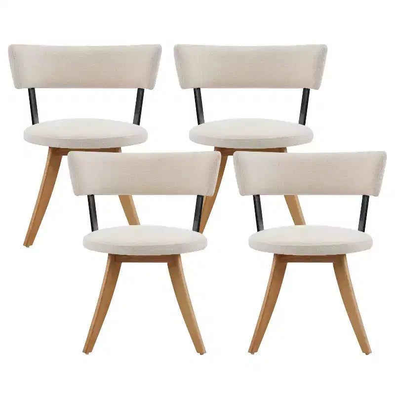 Modern Rubber Wood Upholstered Dining Chairs with Curved Back – Set of 4