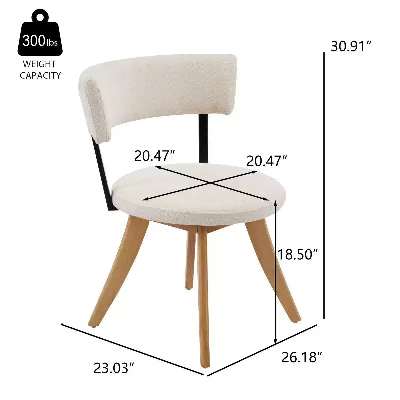 Modern Rubber Wood Upholstered Dining Chairs with Curved Back – Set of 4