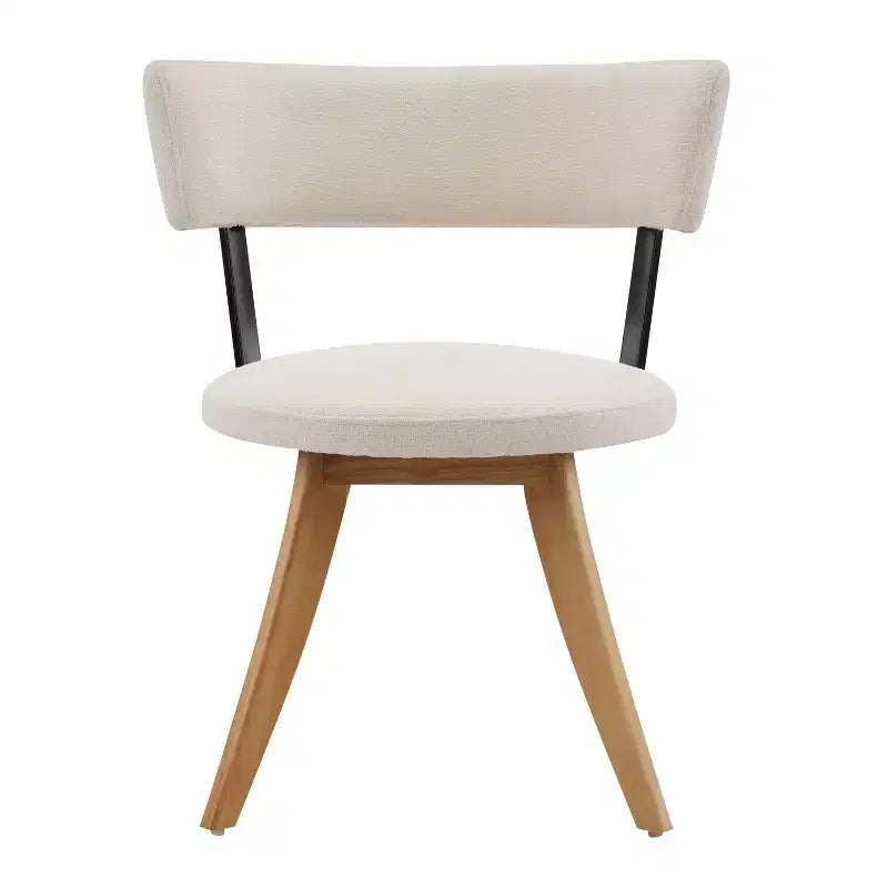 Modern Rubber Wood Upholstered Dining Chairs with Curved Back – Set of 4
