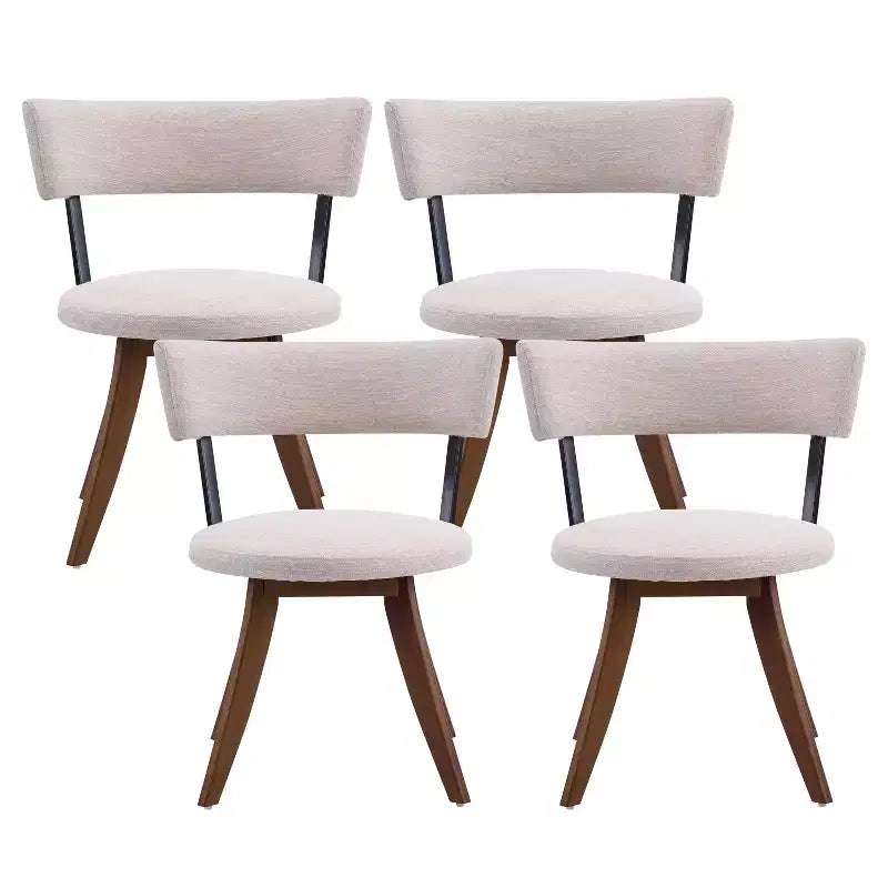 Modern Rubber Wood Upholstered Dining Chairs with Curved Back – Set of 4