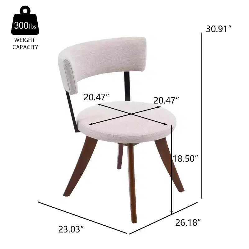 Modern Rubber Wood Upholstered Dining Chairs with Curved Back – Set of 4