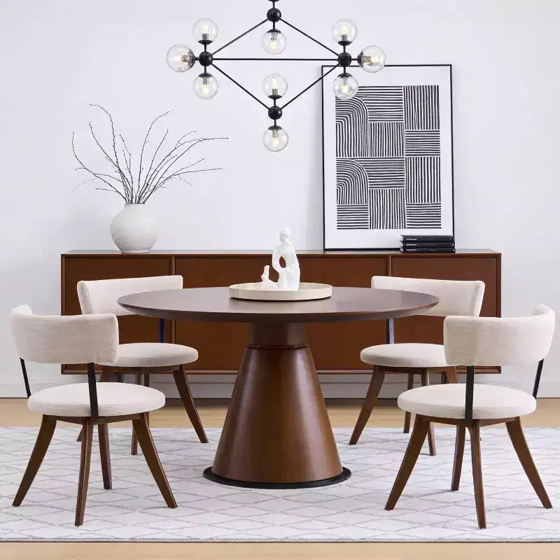Christopher Knight Home Woojin Modern Rubber Wood Upholstered Dining Chairs with Curved Back (Set of 4)