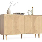 Lantine 59-Inch Oak Sideboard Buffet Cabinet: Modern Storage Credenza with Doors for Dining & Living Room (Light Oak)
