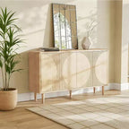 Credenza/Mobile Buffet da 59 pollici in rovere chiaro – Credenza moderna con ante e vani contenitori