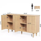Credenza/Mobile Buffet da 59 pollici in rovere chiaro – Credenza moderna con ante e vani contenitori