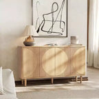 Credenza/Mobile Buffet da 59 pollici in rovere chiaro – Credenza moderna con ante e vani contenitori