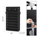 Scarpiera a 10 livelli con copertura antipolvere Armadietto portascarpe Organizzatore Nero