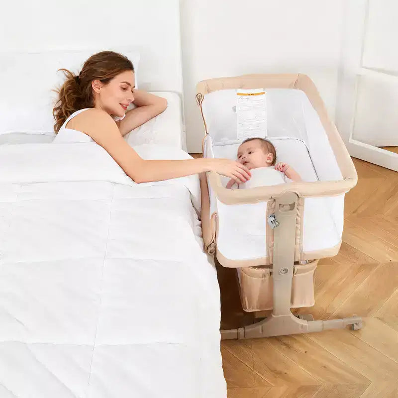 Bedside Bassinet Baby Sleeper 3-in-1 Co-Sleeper Crib with Mosquito Net & Storage