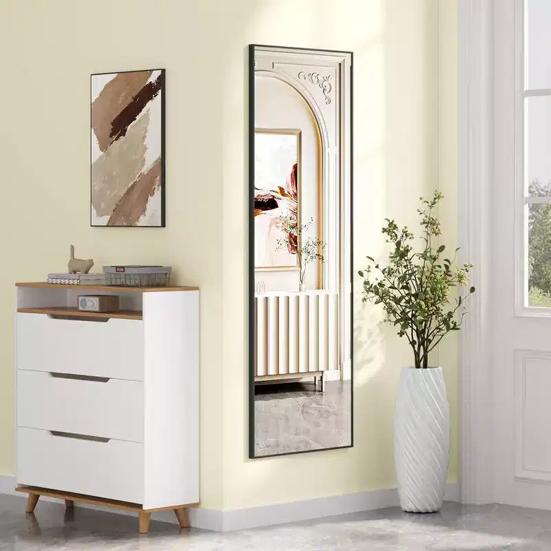Whizmax Full Length Mirror Mirror Standing Hanging or Leaning Wall, Full Body Floor with Stand Aluminum Alloy Thin Frame for Bedroom