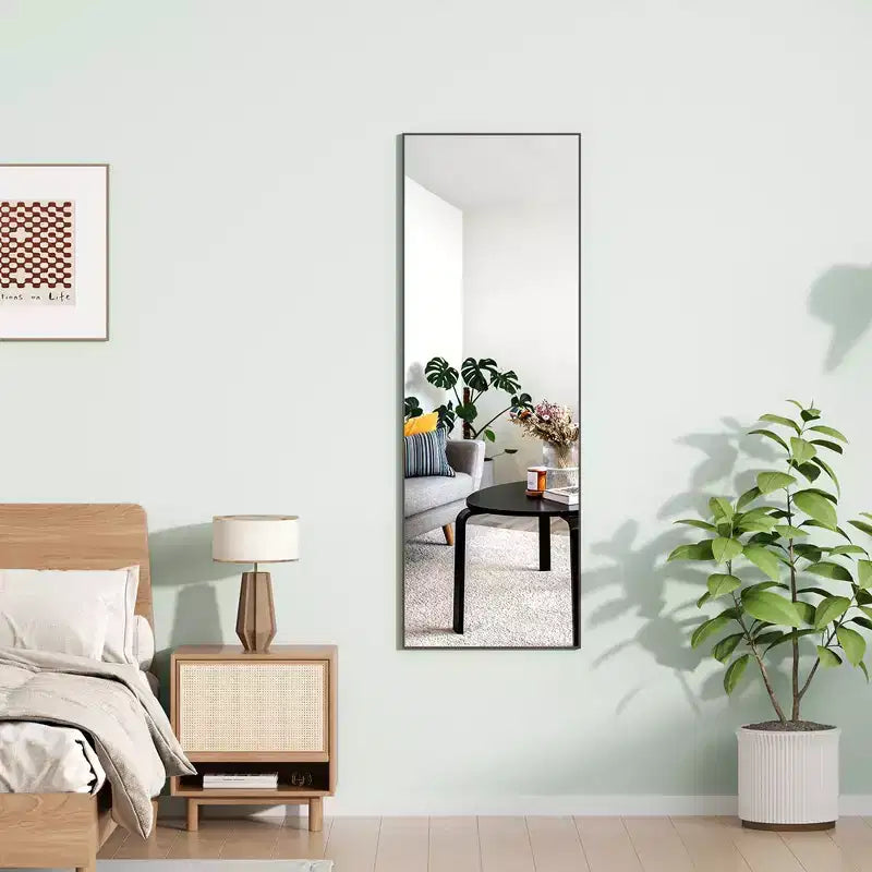 Whizmax Full Length Mirror Mirror Standing Hanging or Leaning Wall, Full Body Floor with Stand Aluminum Alloy Thin Frame for Bedroom