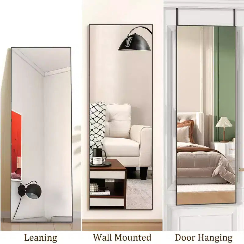 Whizmax Full Length Mirror Mirror Standing Hanging or Leaning Wall, Full Body Floor with Stand Aluminum Alloy Thin Frame for Bedroom