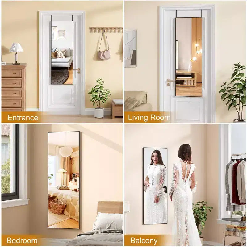 Whizmax Full Length Mirror Mirror Standing Hanging or Leaning Wall, Full Body Floor with Stand Aluminum Alloy Thin Frame for Bedroom