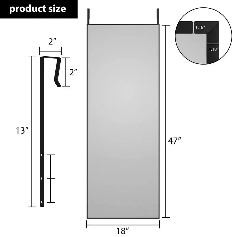 Whizmax Full Length Mirror Mirror Standing Hanging or Leaning Wall, Full Body Floor with Stand Aluminum Alloy Thin Frame for Bedroom