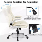 Sedia da ufficio direzionale ergonomica in pelle PU con braccioli pieghevoli