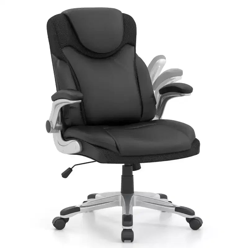 Sedia da ufficio direzionale ergonomica in pelle PU con braccioli pieghevoli
