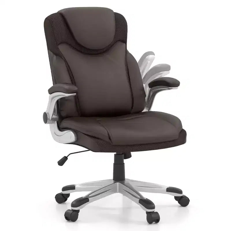 Sedia da ufficio direzionale ergonomica in pelle PU con braccioli pieghevoli