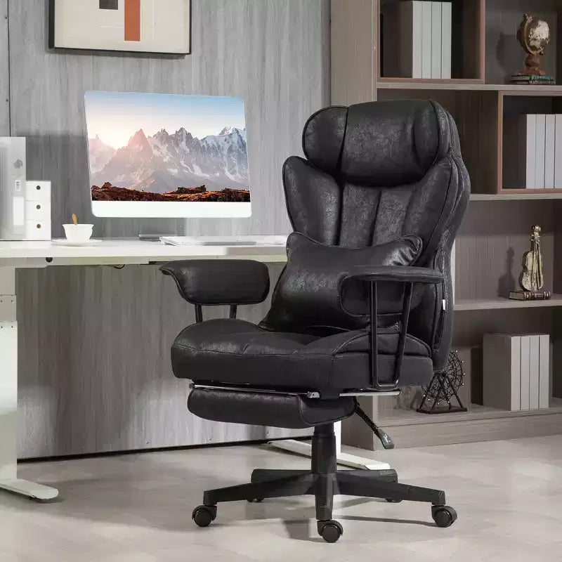 Massage Executive Office Chair with Footrest, Lumbar Support & Reclining