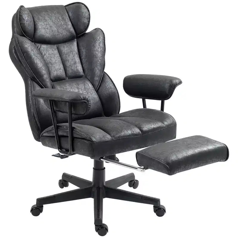 Massage Executive Office Chair with Footrest, Lumbar Support & Reclining